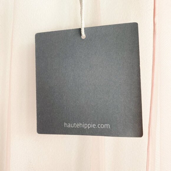 NWT Haute Hippie Pink Mesh Floral Embroidered Fringe Boho Festival Poncho OS - Picture 5 of 6